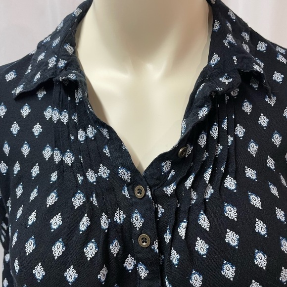 MUDD Long Sleeve Blouse, Navy Blue w White, Size Small - Picture 4 of 9